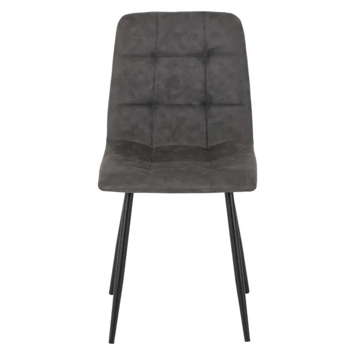 Fenton Dining Set (x4 Chairs) - White/Dark Grey Suede Fabric