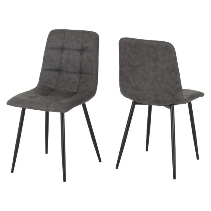 Fenton Dining Set (x4 Chairs) - White/Dark Grey Suede Fabric