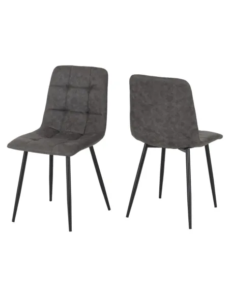 Fenton Dining Set (x4 Chairs) - White/Dark Grey Suede Fabric