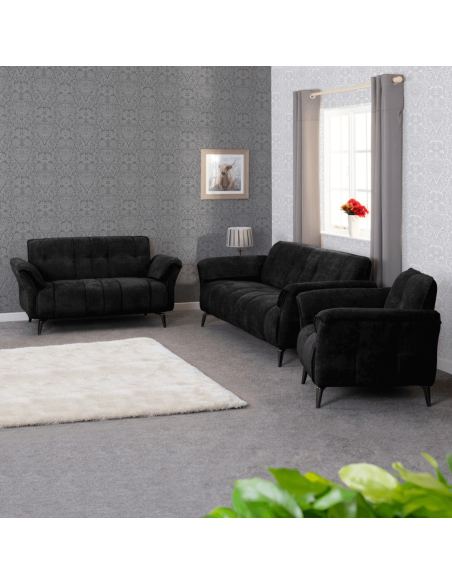 Amalfi 2 Seater Sofa - Black Fabric