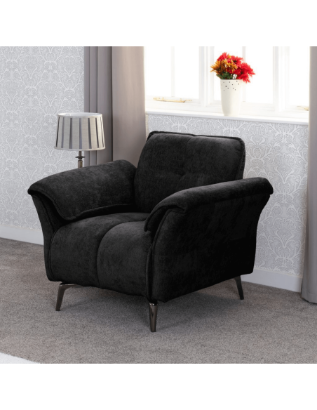 Amalfi 1 Seater Armchair - Black Fabric