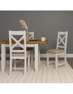 Windsor Extending Dining Table - Ivory/Oak 2