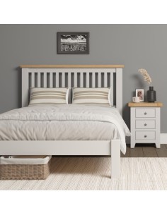 Windsor 4FT6 Low End Bed - Ivory/Oak