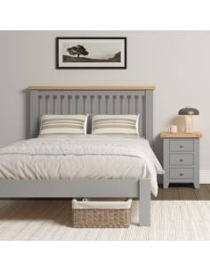 Windsor 4FT6 Low End Bed - Pebble Grey/Oak