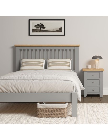 Windsor 4FT6 Low End Bed - Pebble Grey/Oak