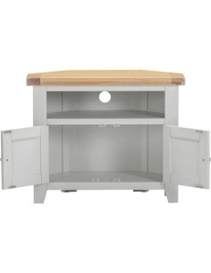 Windsor Corner TV Unit - Pebble Grey/Oak 2