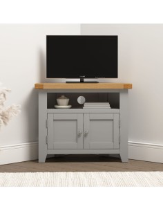 Windsor Corner TV Unit - Pebble Grey/Oak