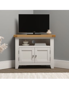 Windsor Corner TV Unit - Ivory/Oak