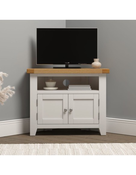 Windsor Corner TV Unit - Ivory/Oak