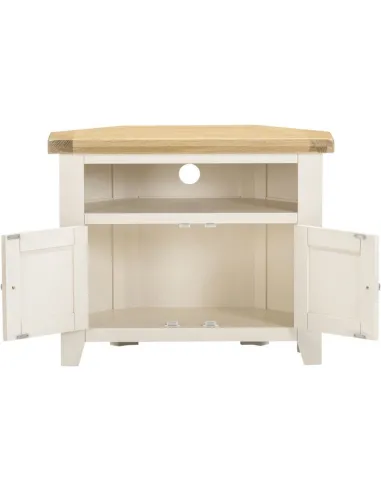 Windsor Corner TV Unit - Ivory/Oak