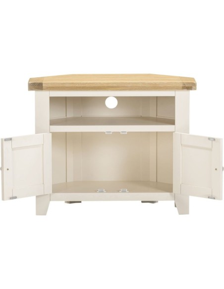 Windsor Corner TV Unit - Ivory/Oak