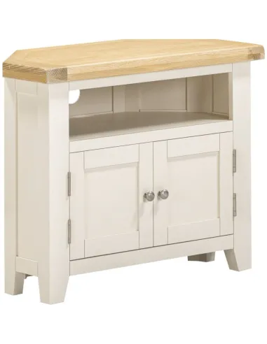 Windsor Corner TV Unit - Ivory/Oak