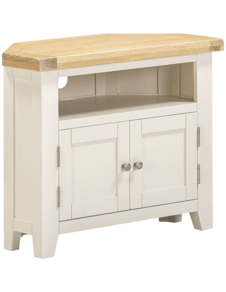 Windsor Corner TV Unit - Ivory/Oak