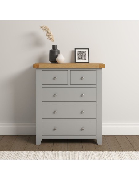 Windsor 3+2 Drawer Chest - Pebble Grey/Oak