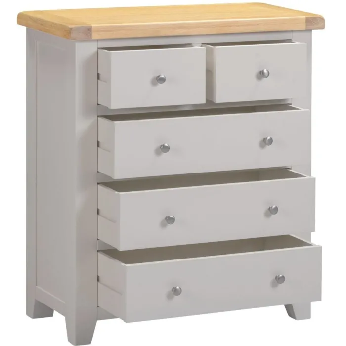 Windsor 3+2 Drawer Chest - Pebble Grey/Oak