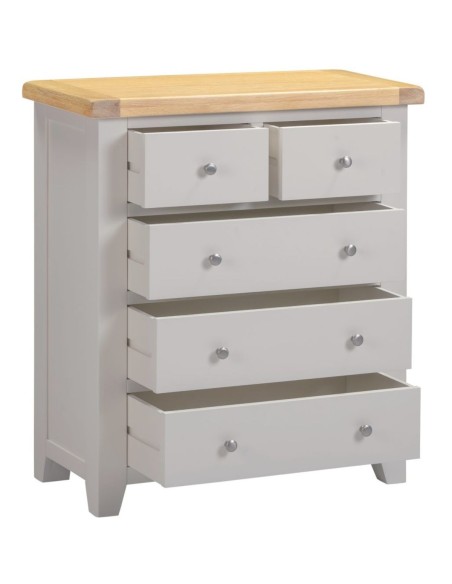 Windsor 3+2 Drawer Chest - Pebble Grey/Oak