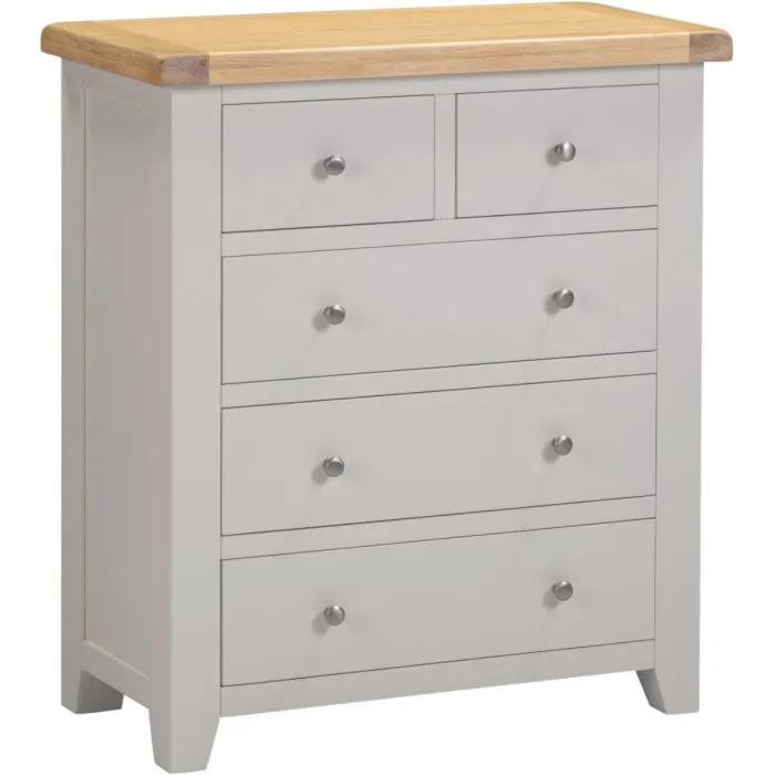 Windsor 3+2 Drawer Chest - Pebble Grey/Oak