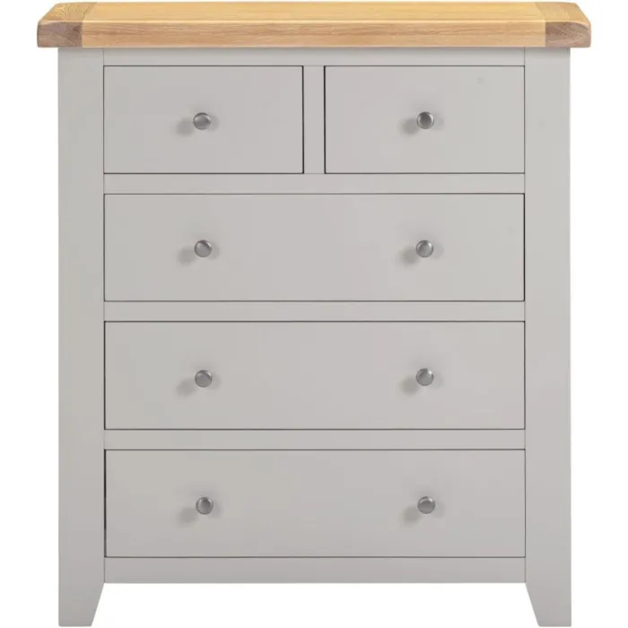 Windsor 3+2 Drawer Chest - Pebble Grey/Oak