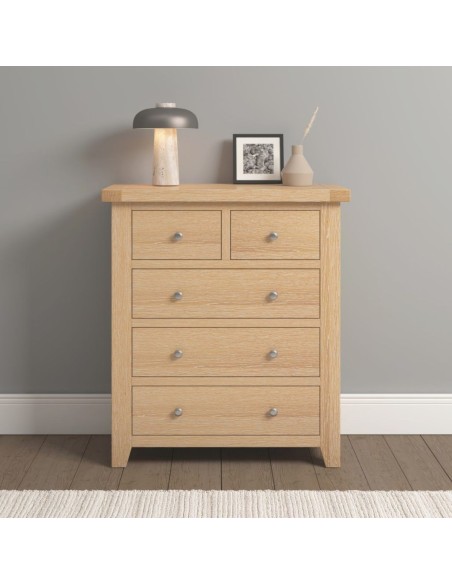 Windsor 3+2 Drawer Chest - Natural Oak