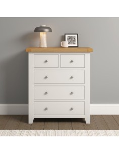 Windsor 3+2 Drawer Chest - Ivory/Oak