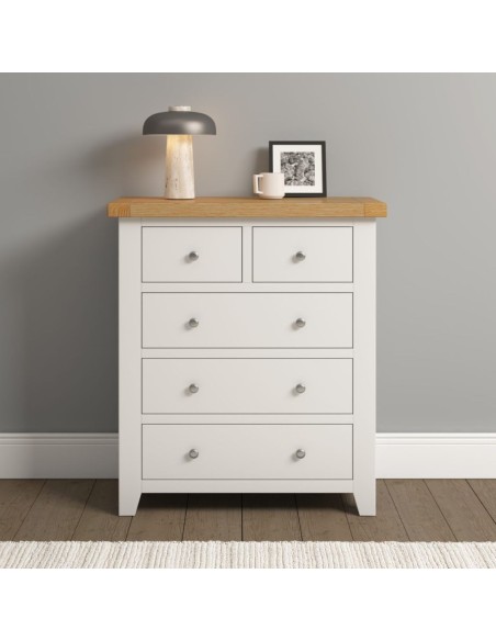 Windsor 3+2 Drawer Chest - Ivory/Oak