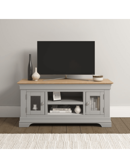 Bordeaux Small TV Stand - Pebble Grey/Oak