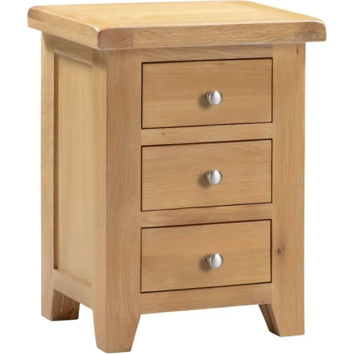 Windsor 3 Drawer Bedside Locker - Natural Oak