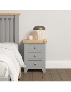 Windsor 3 Drawer Bedside Locker - Pebble Grey/Oak
