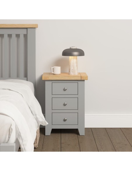 Windsor 3 Drawer Bedside Locker - Pebble Grey/Oak