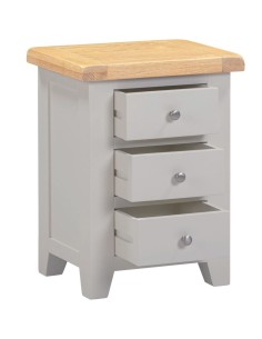 Windsor 3 Drawer Bedside Locker - Pebble Grey/Oak 2