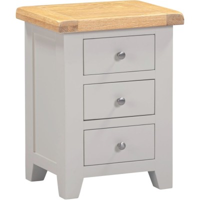 Windsor 3 Drawer Bedside Locker - Pebble Grey/Oak
