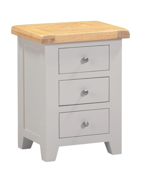 Windsor 3 Drawer Bedside Locker - Pebble Grey/Oak