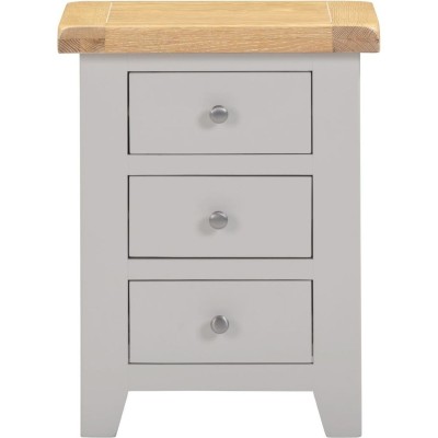 Windsor 3 Drawer Bedside Locker - Pebble Grey/Oak