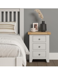 Windsor 3 Drawer Bedside Locker - Ivory/Oak