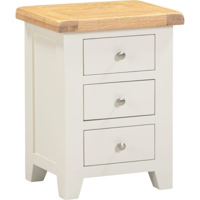 Windsor 3 Drawer Bedside Locker - Ivory/Oak
