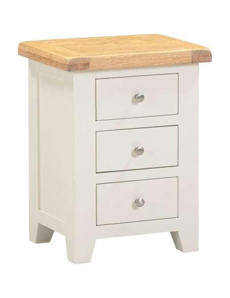 Windsor 3 Drawer Bedside Locker - Ivory/Oak