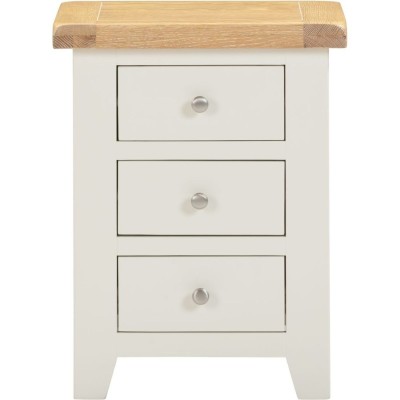 Windsor 3 Drawer Bedside Locker - Ivory/Oak
