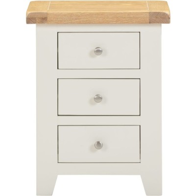Windsor 3 Drawer Bedside Locker - Ivory/Oak