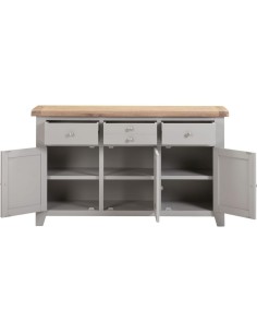 Windsor 3 Door 3 Drawer Sideboard - Pebble Grey/Oak 2