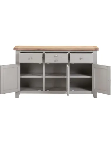 Windsor 3 Door 3 Drawer Sideboard - Pebble Grey/Oak