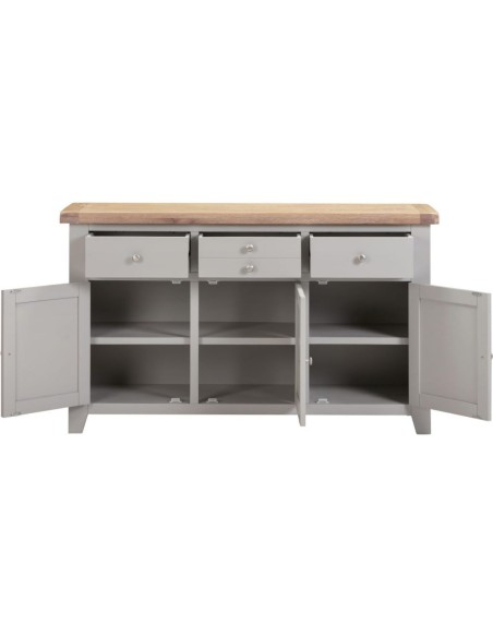 Windsor 3 Door 3 Drawer Sideboard - Pebble Grey/Oak