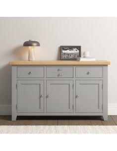 Windsor 3 Door 3 Drawer Sideboard - Pebble Grey/Oak