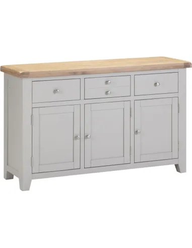 Windsor 3 Door 3 Drawer Sideboard - Pebble Grey/Oak