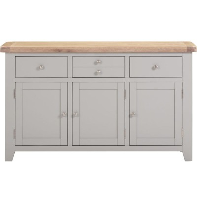 Windsor 3 Door 3 Drawer Sideboard - Pebble Grey/Oak
