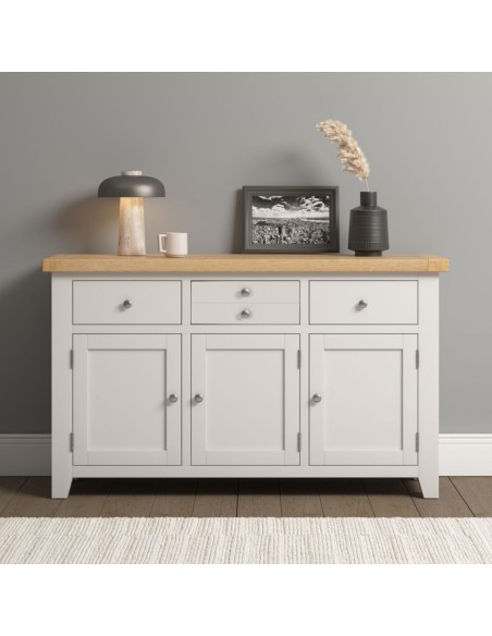 Windsor 3 Door 3 Drawer Sideboard - Ivory/Oak