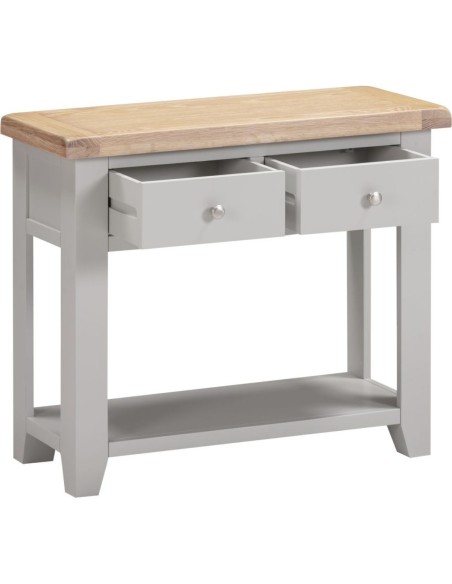 Windsor 2 Drawer Console Table - Pebble Grey/Oak