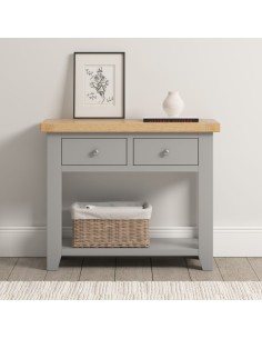 Windsor 2 Drawer Console Table - Pebble Grey/Oak