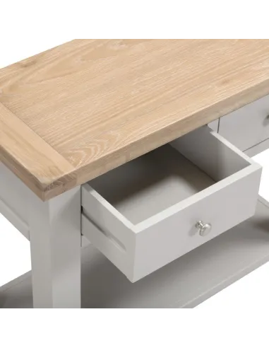 Windsor 2 Drawer Console Table - Pebble Grey/Oak