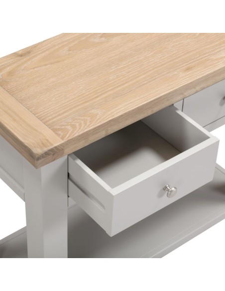 Windsor 2 Drawer Console Table - Pebble Grey/Oak