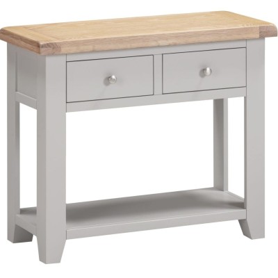 Windsor 2 Drawer Console Table - Pebble Grey/Oak